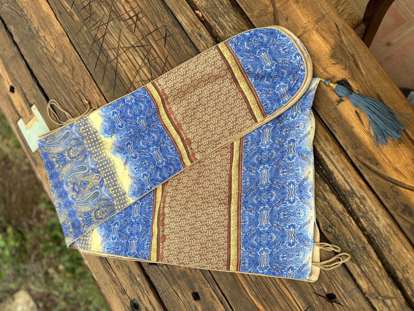 Handmade Blue Silk Kabalakhi – Unisex Hooded Scarf by Moikhvie Kabalakhi