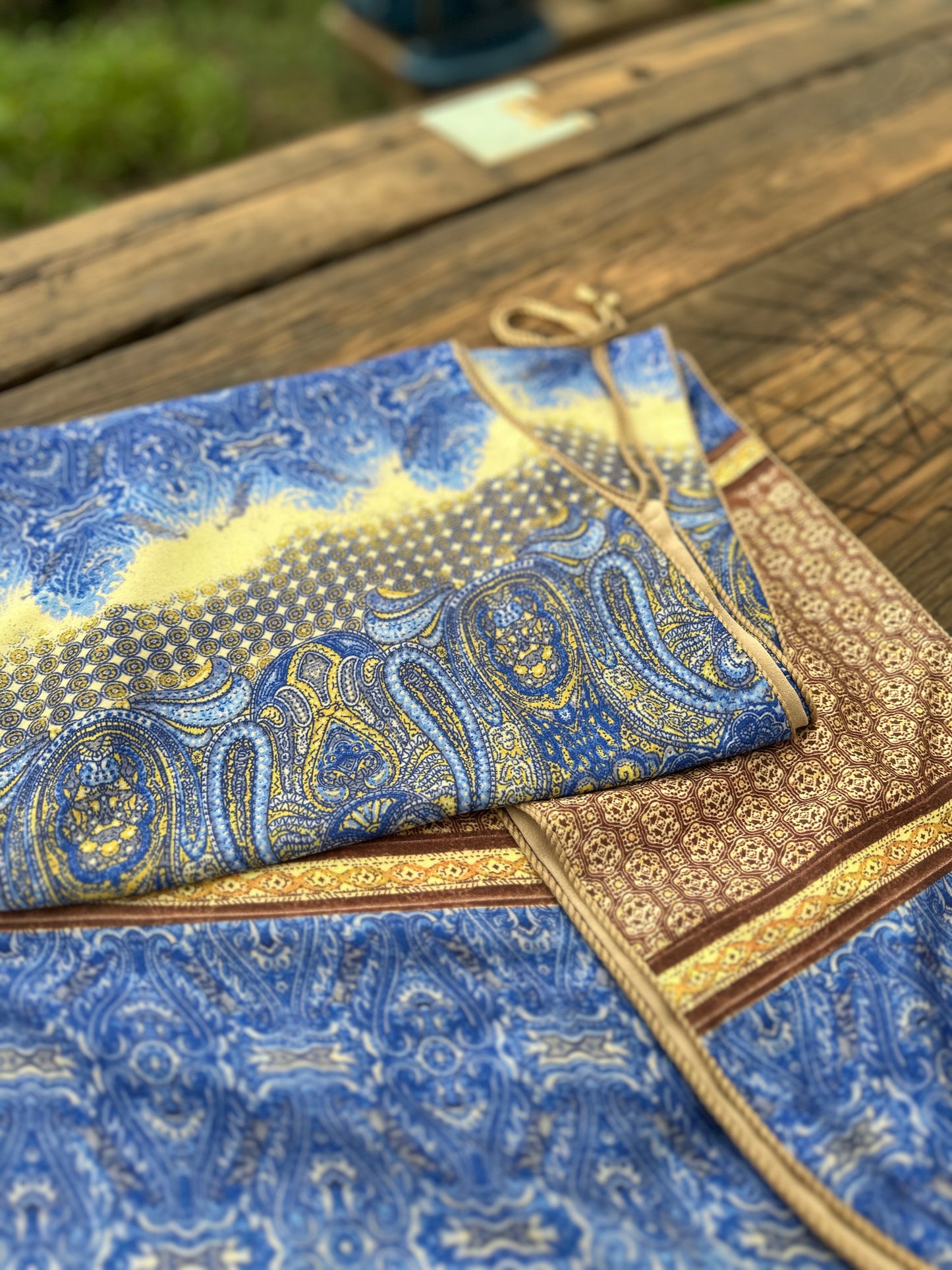 Handmade Blue Silk Kabalakhi – Unisex Hooded Scarf by Moikhvie Kabalakhi