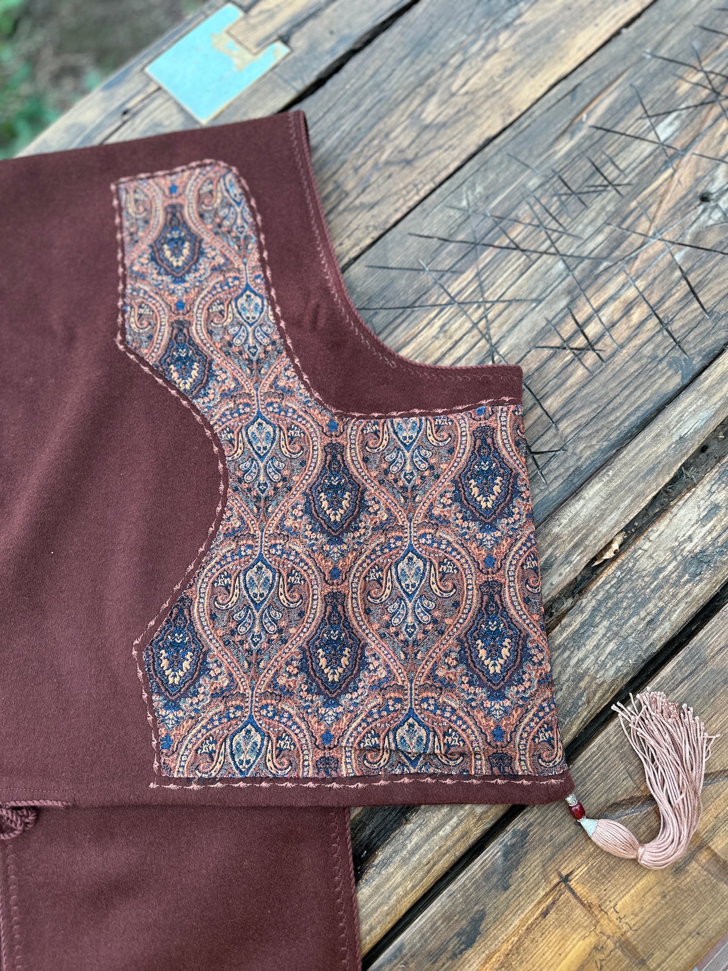 Handmade Brown Wool Kabalakhi – Unisex Hooded Scarf by Moikhvie Kabalakhi