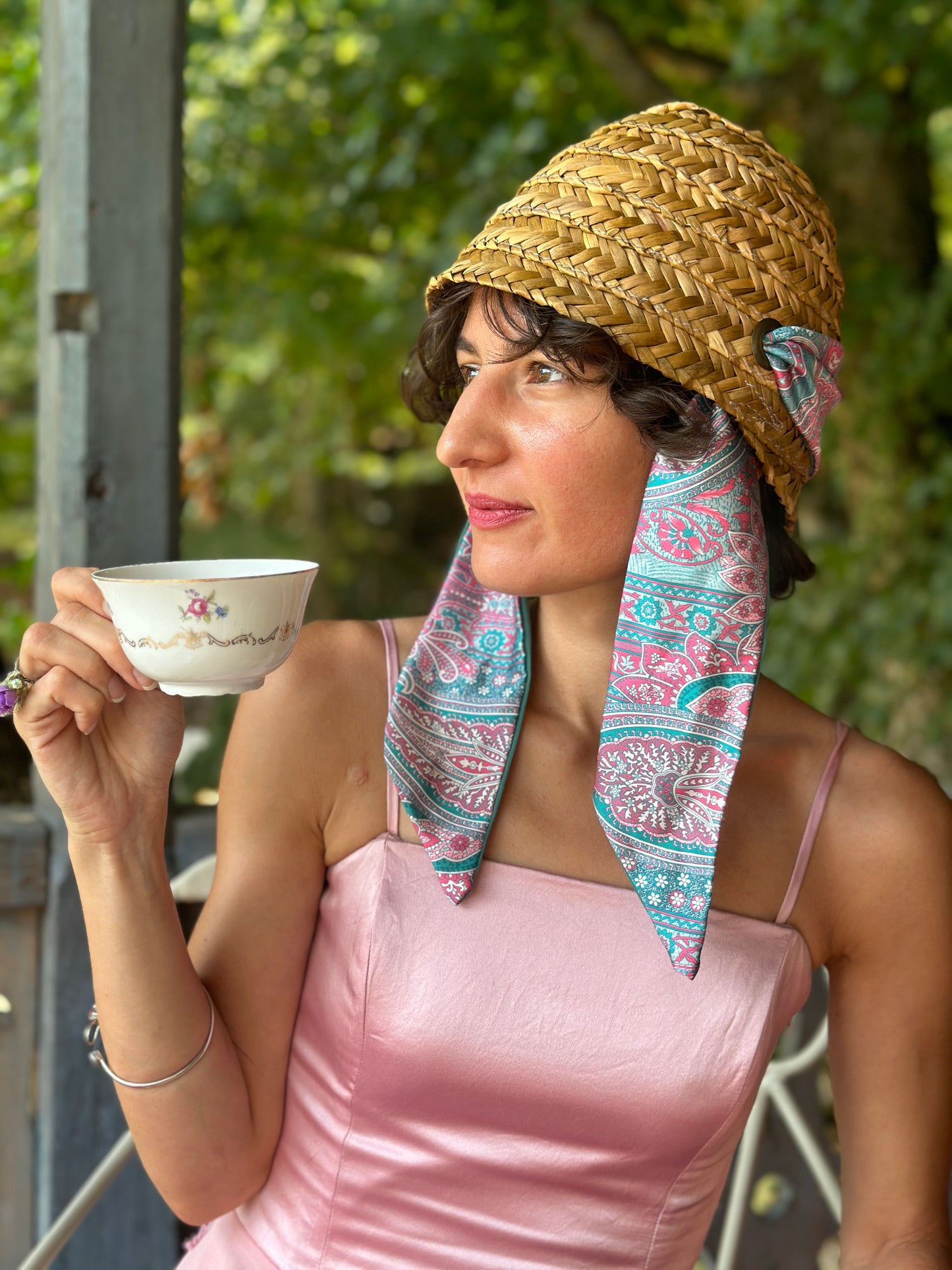 moskana green straw hat manoni