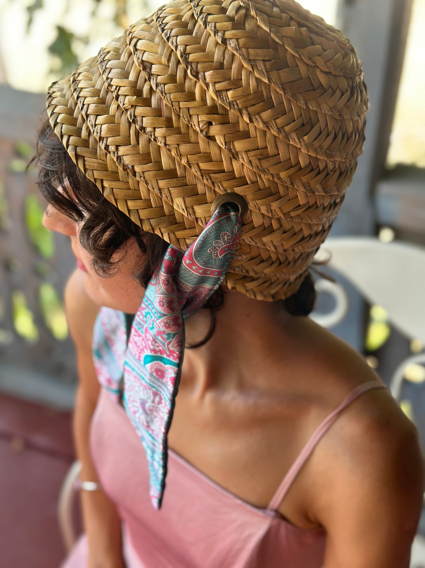 moskana green straw hat manoni