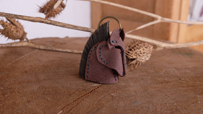 Hand-Sewn Leather Horse Keychain — Symbolic Artisan Piece