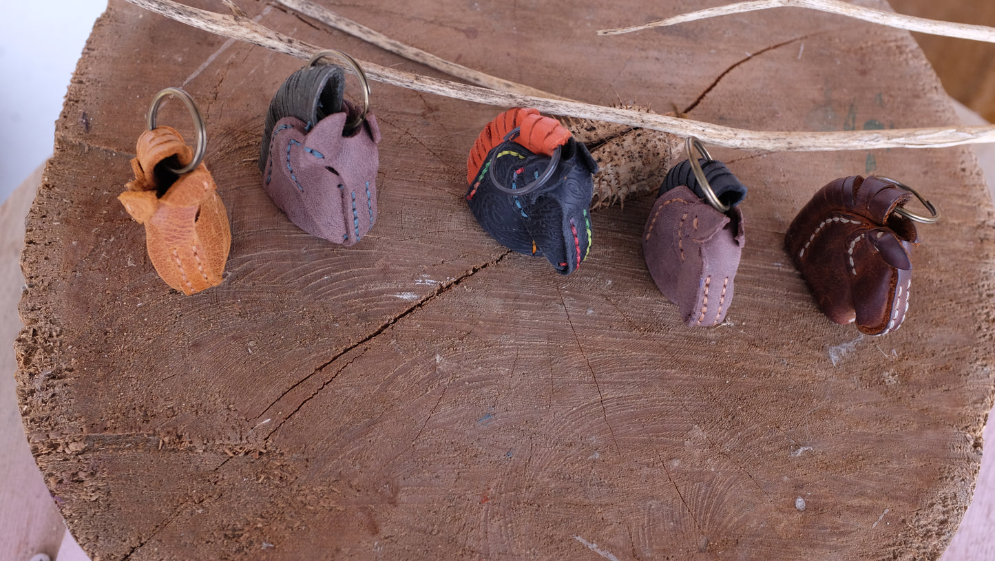 Hand-Sewn Leather Horse Keychain — Symbolic Artisan Piece
