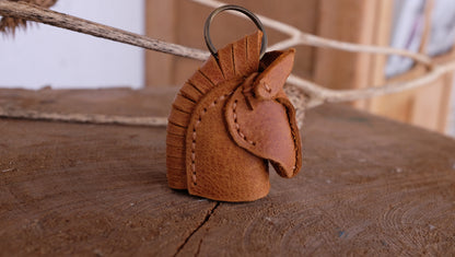 Hand-Sewn Leather Horse Keychain — Symbolic Artisan Piece