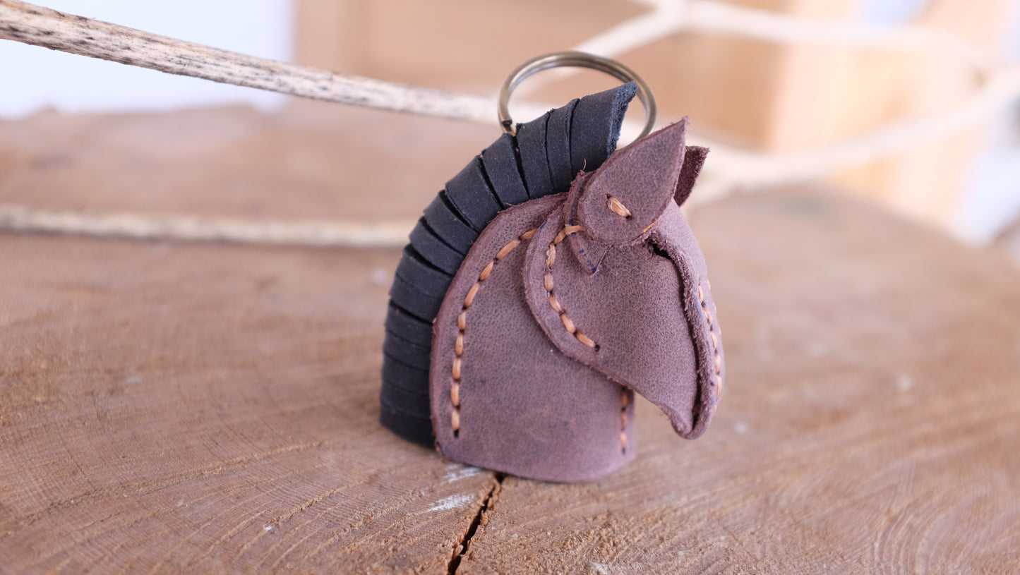 Hand-Sewn Leather Horse Keychain — Symbolic Artisan Piece