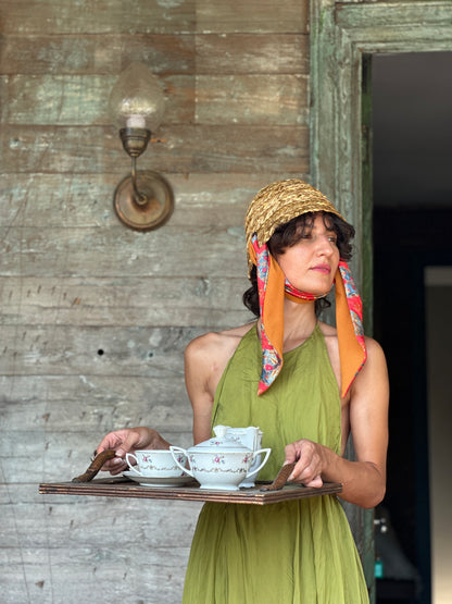 moskana orange straw hat manoni