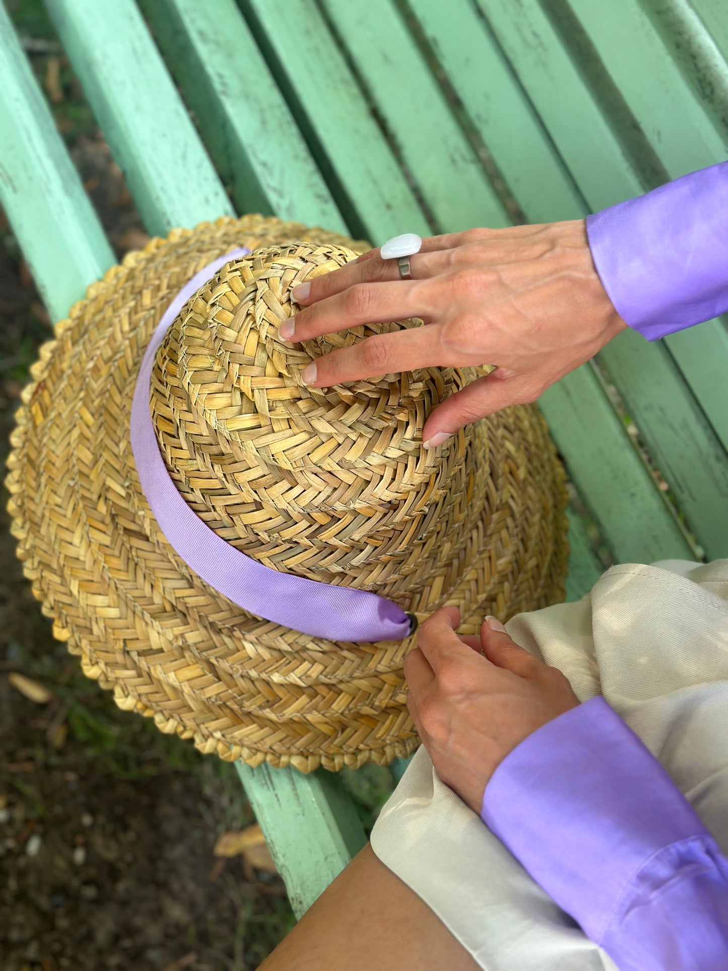 Moskana purple straw hat handmade sophiko