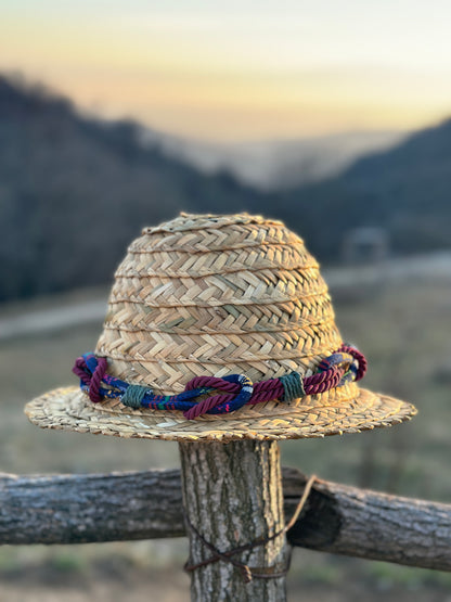 Moskana burgundy straw hat handmade khvicha