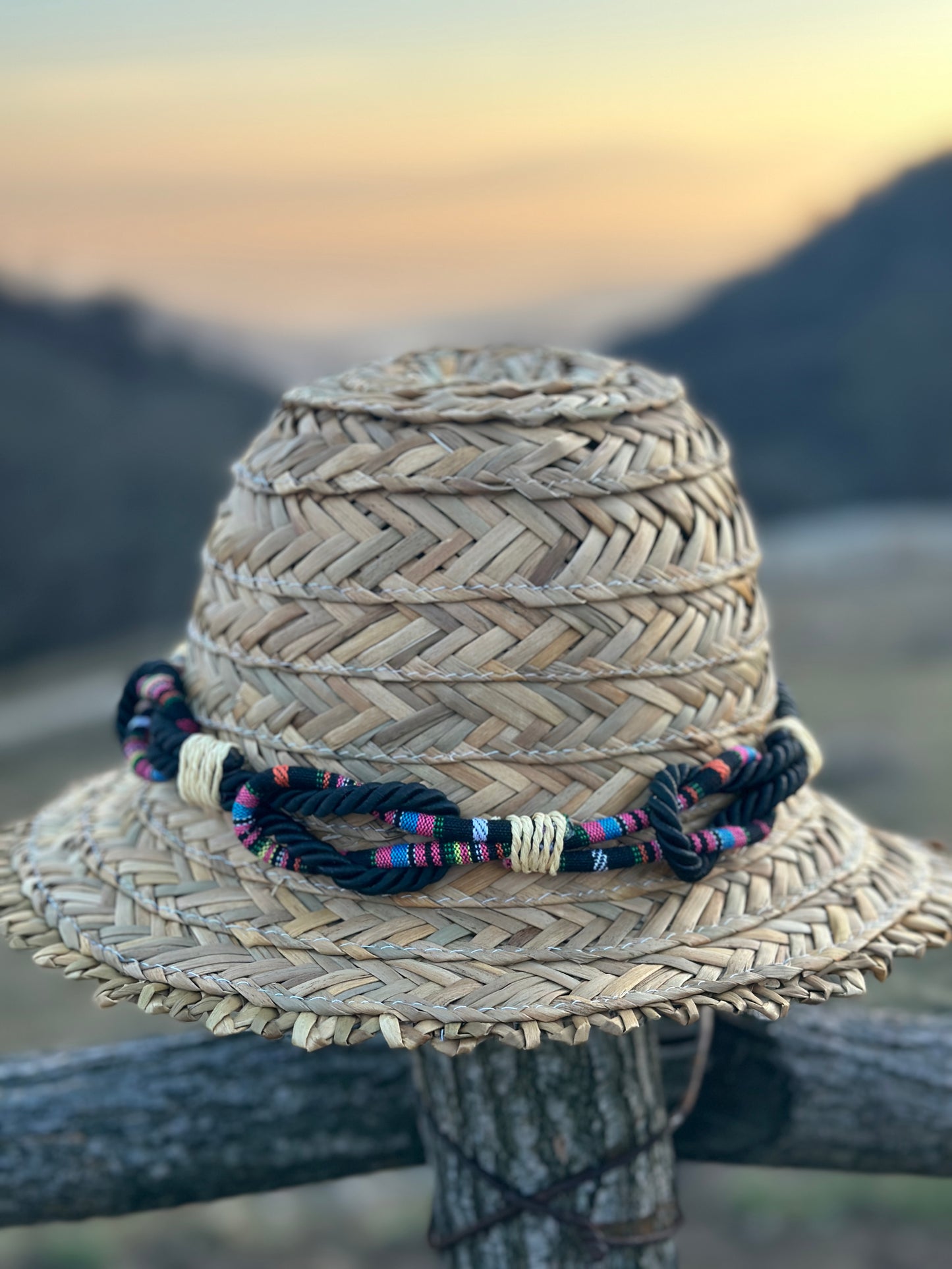 Moskana black straw hat handmade khvicha