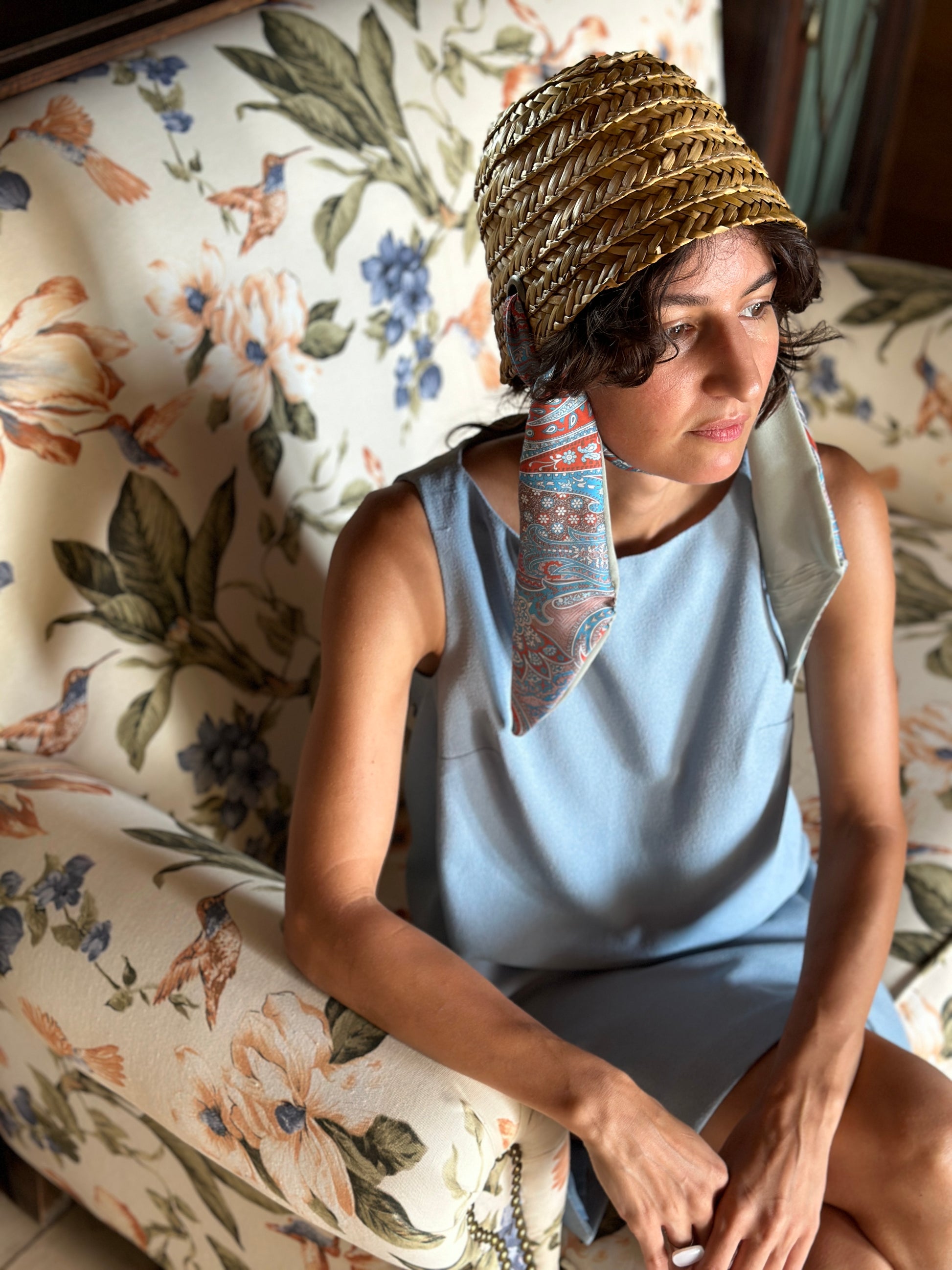 moskana blue straw hat manoni