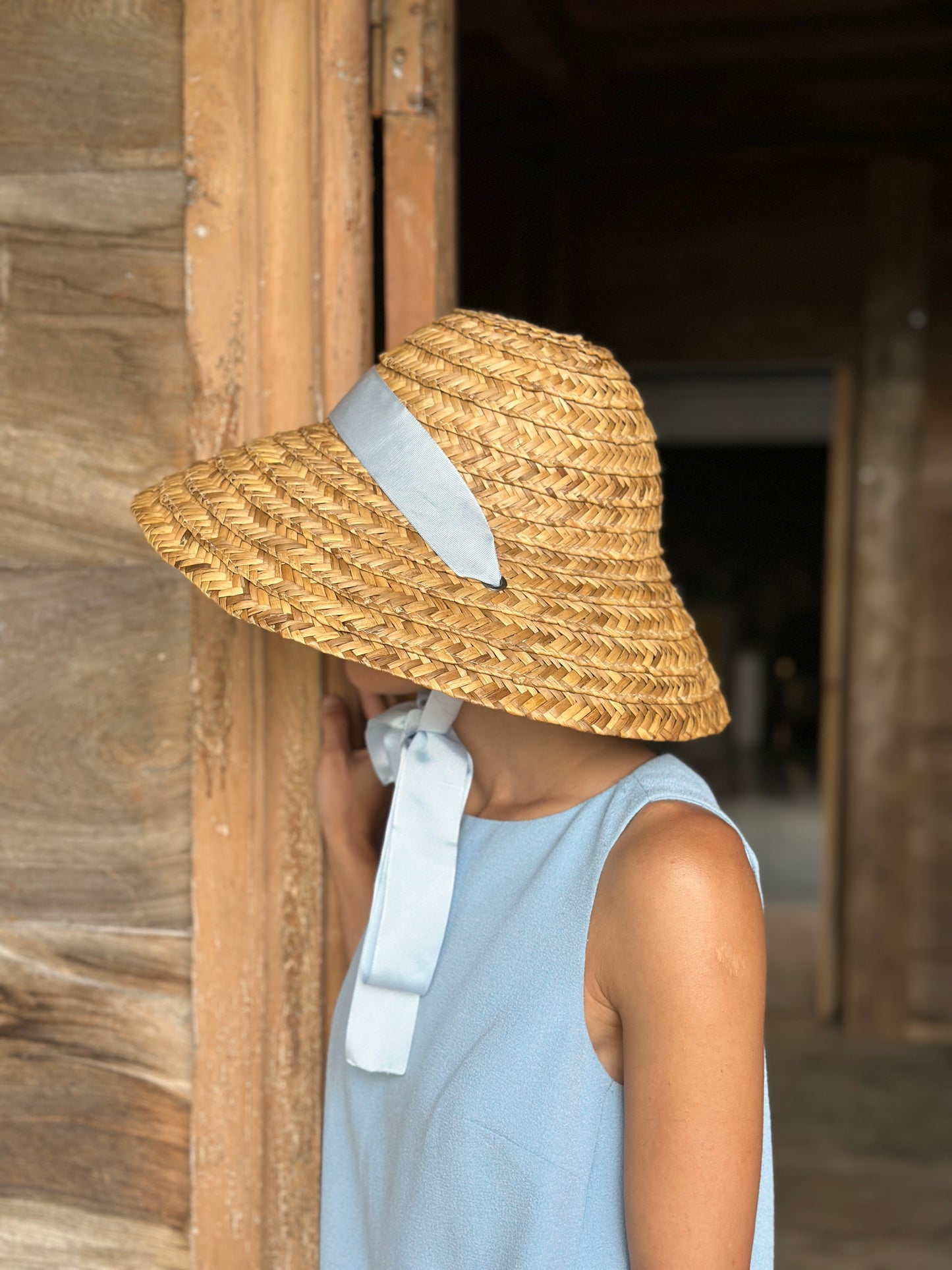 Moskana blue straw hat handmade sophiko