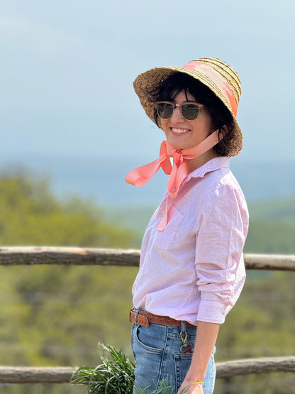 Moskana pink straw hat handmade sophiko