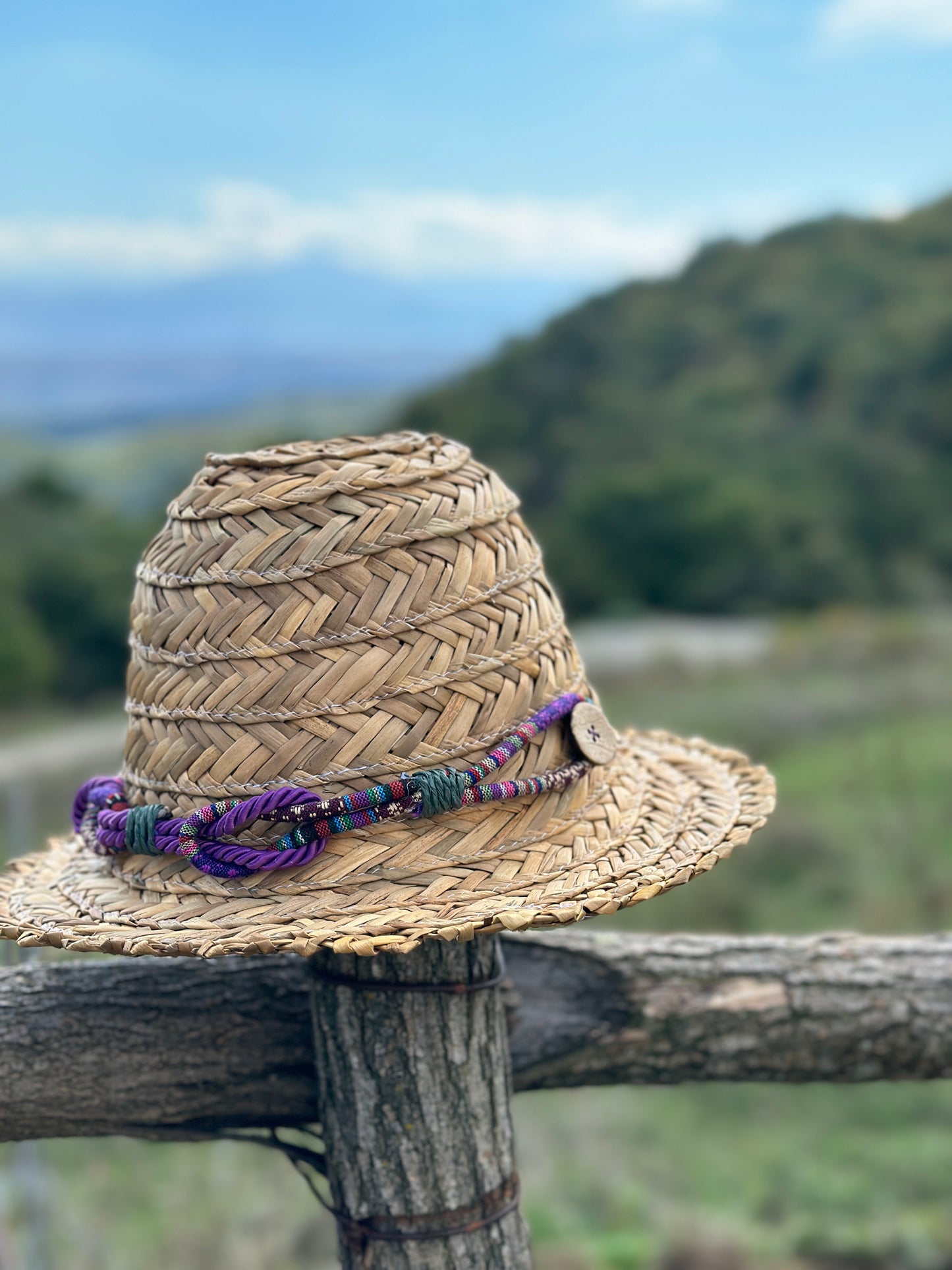Moskana purple straw hat handmade khvicha