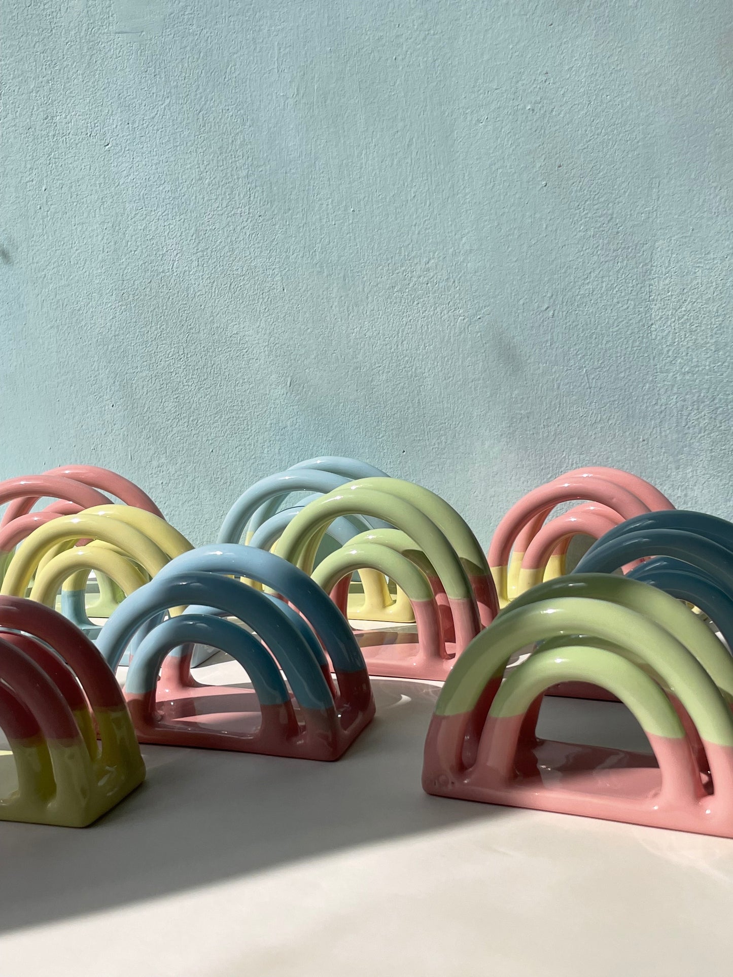 Handmade Rainbow Ceramic Napkin Holder