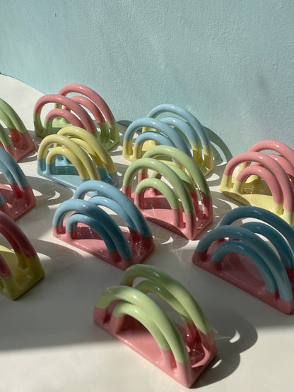 Handmade Rainbow Ceramic Napkin Holder