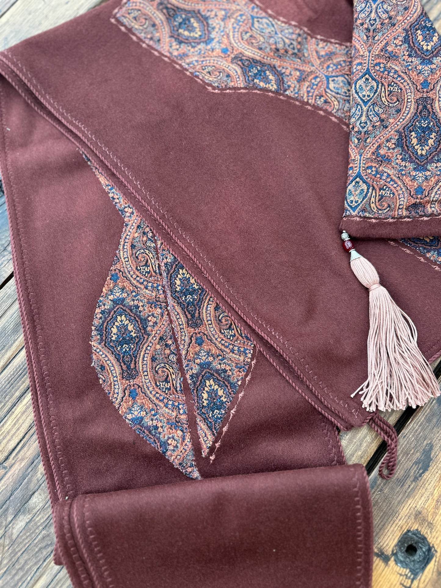 Handmade Brown Wool Kabalakhi – Unisex Hooded Scarf by Moikhvie Kabalakhi