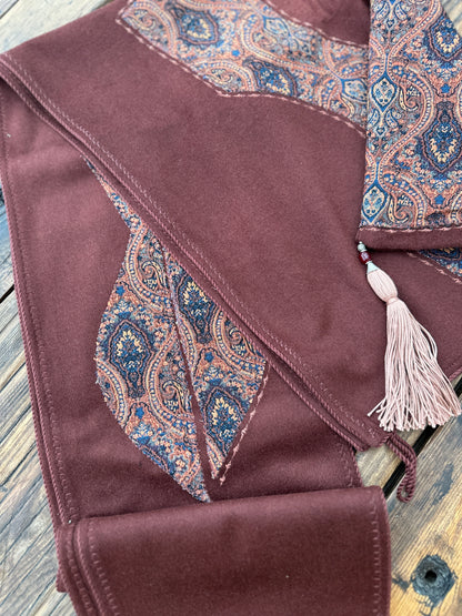 Handmade Brown Wool Kabalakhi – Unisex Hooded Scarf by Moikhvie Kabalakhi