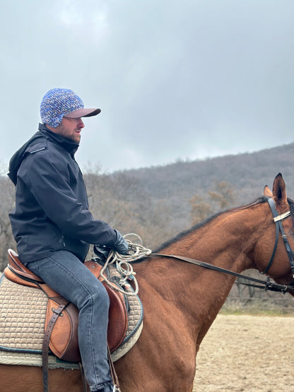 Crochet cap with leather brim "Shotiko"