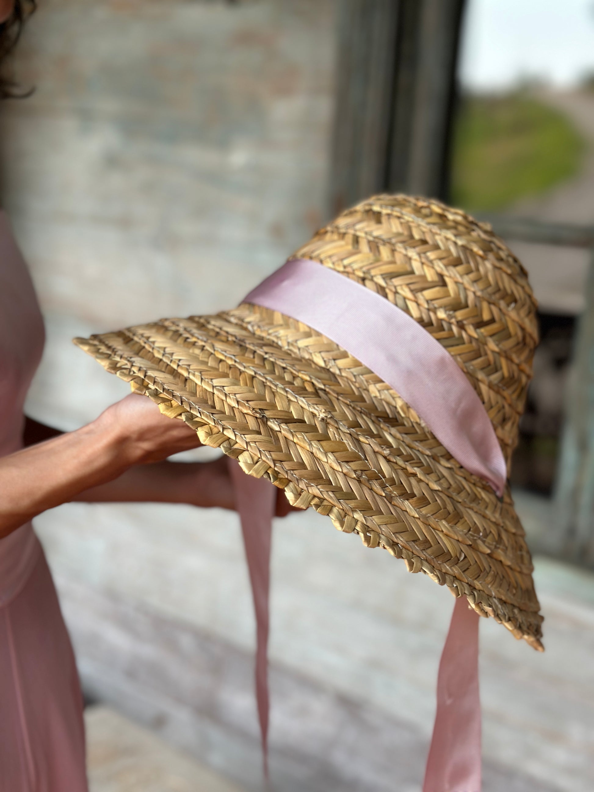 Moskana pink straw hat handmade sophiko