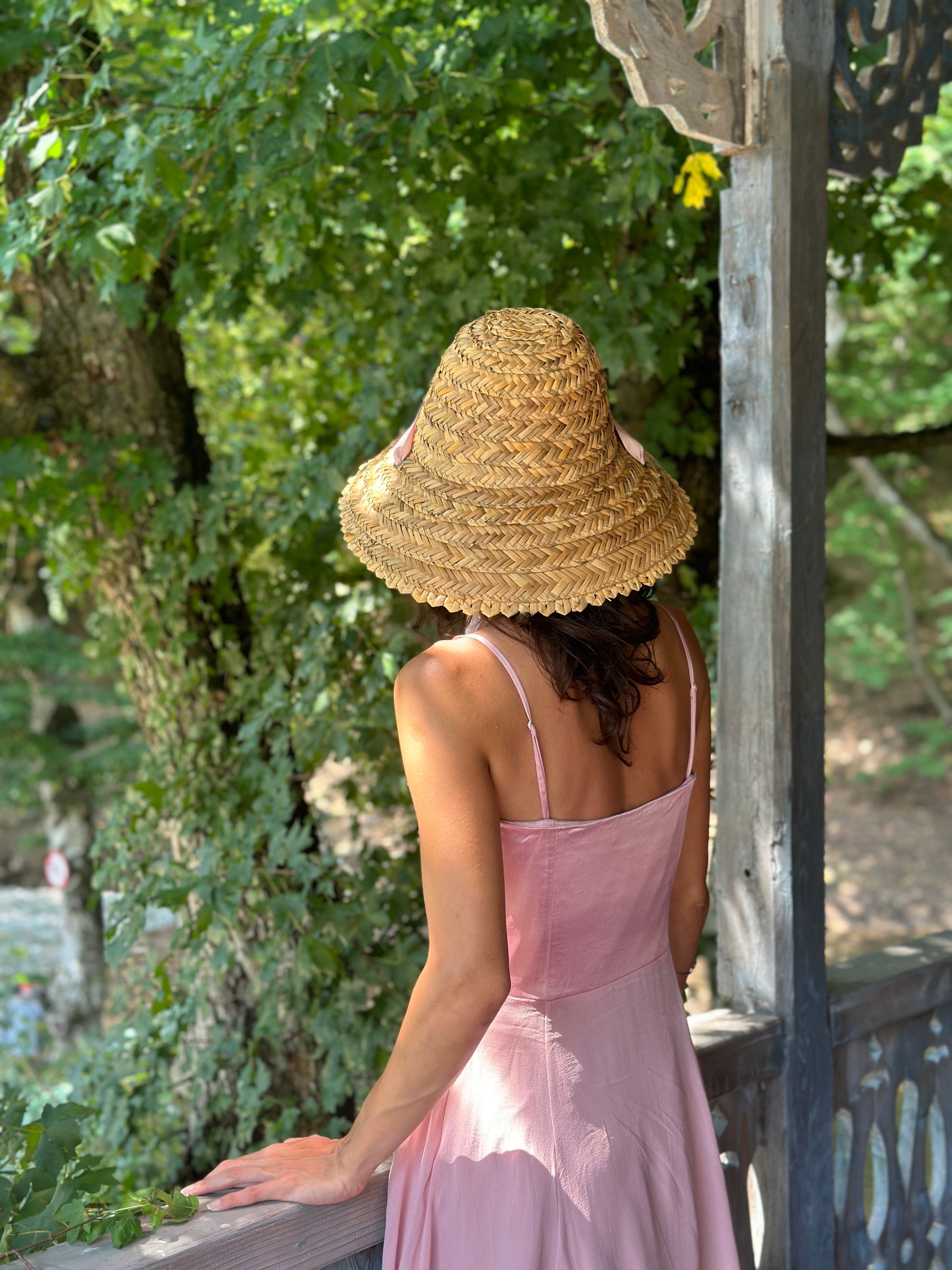 Moskana pink straw hat handmade sophiko