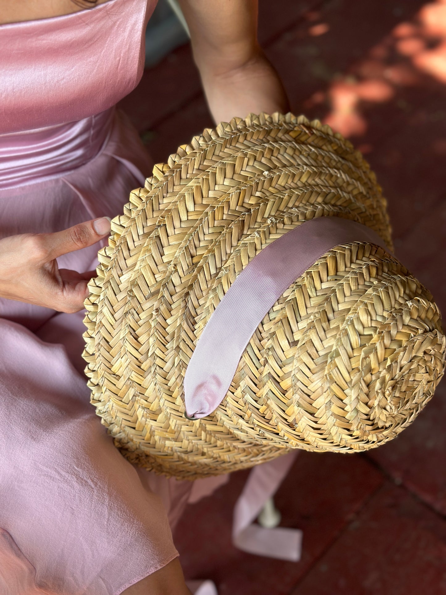 Moskana pink straw hat handmade sophiko