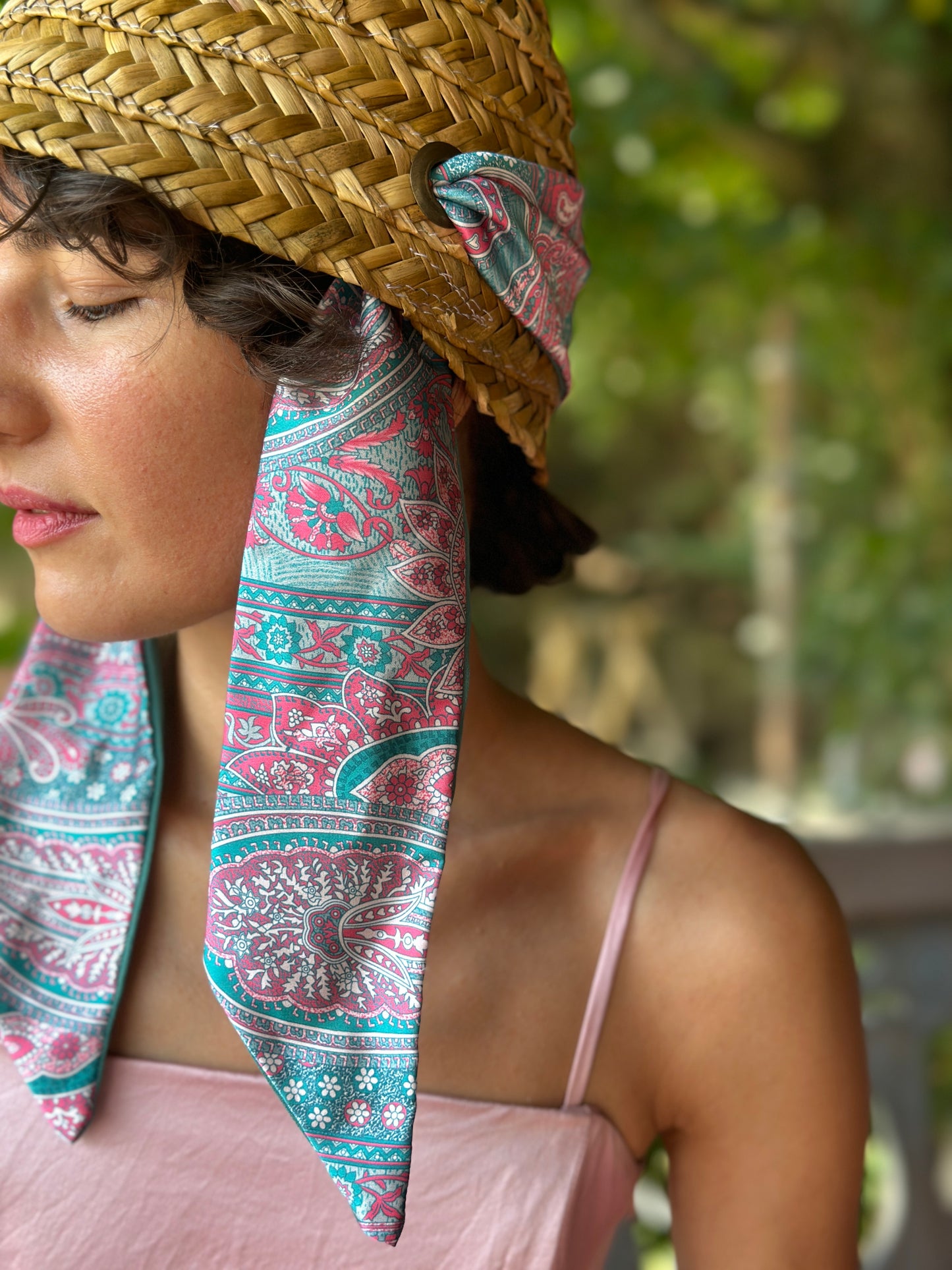 moskana green straw hat manoni
