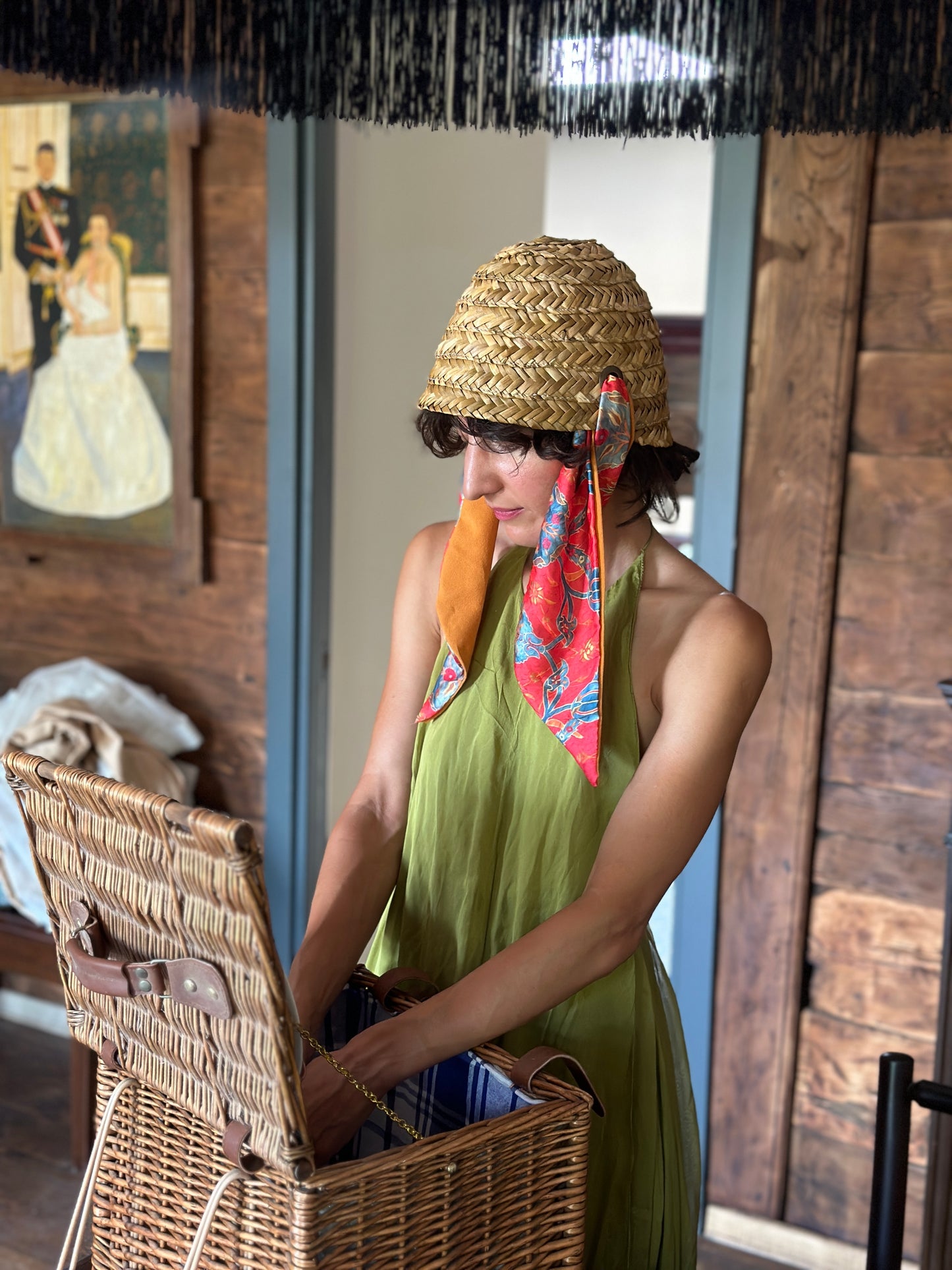 moskana orange straw hat manoni